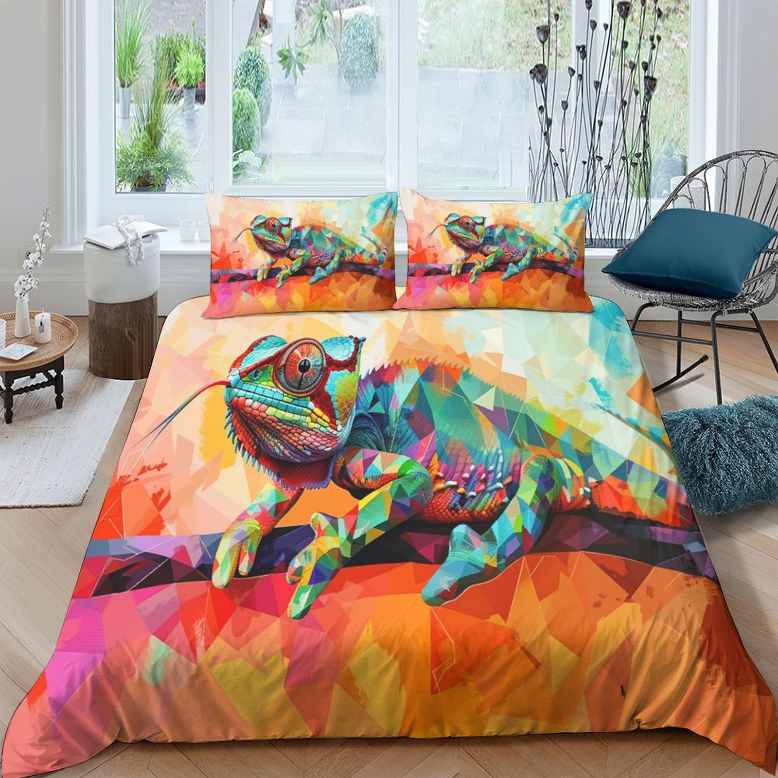 Parure de lit Caméléon 3 pièces pour chambre d'enfant passionné de nature