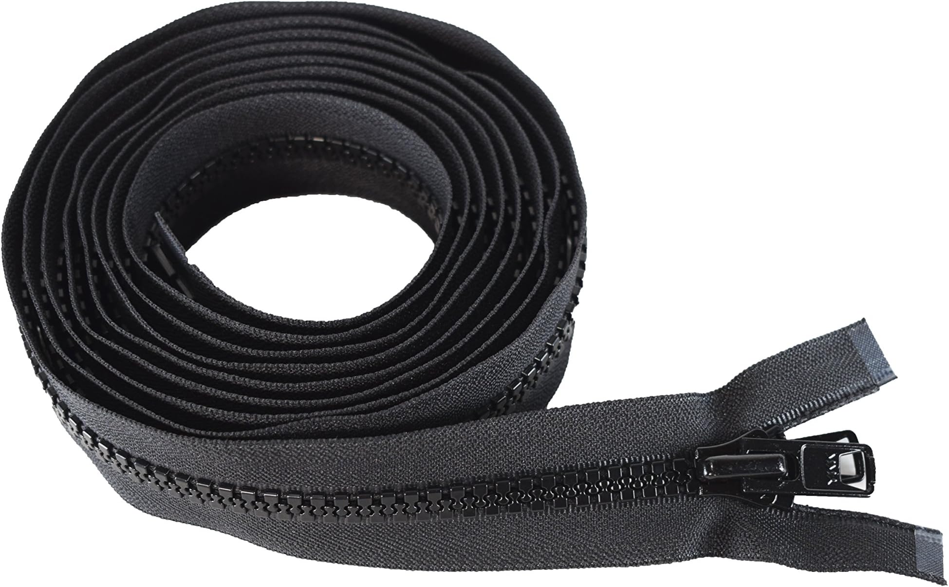 108" Vislon Zipper - YKK #10 Molded Extra-Heavy Separating - Metal Pull - 580 Black (1 Zipper/Pack)