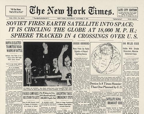 Sputnik I 1957 NThe New York Times Portada Titular Anunciando El Lanzamiento De Sputnik I The Soviet UnionS First Earth Satellite Newspaper Page 5 disponible en Yaxa Peru