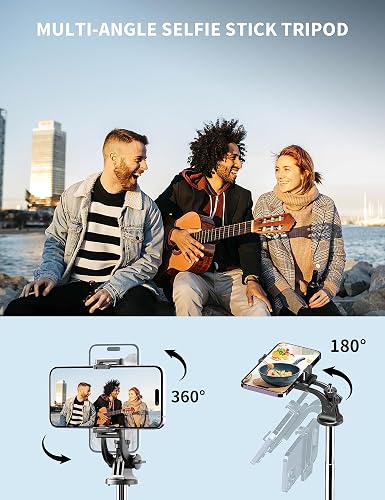 71" Phone Tripod & Selfie Stick, All in One Extendable Cell Phone Tripod with Wireless Remote, Travel Tripods Stand for iPhone 360° Rotation Compatible with iPhone Android, Camera - 7