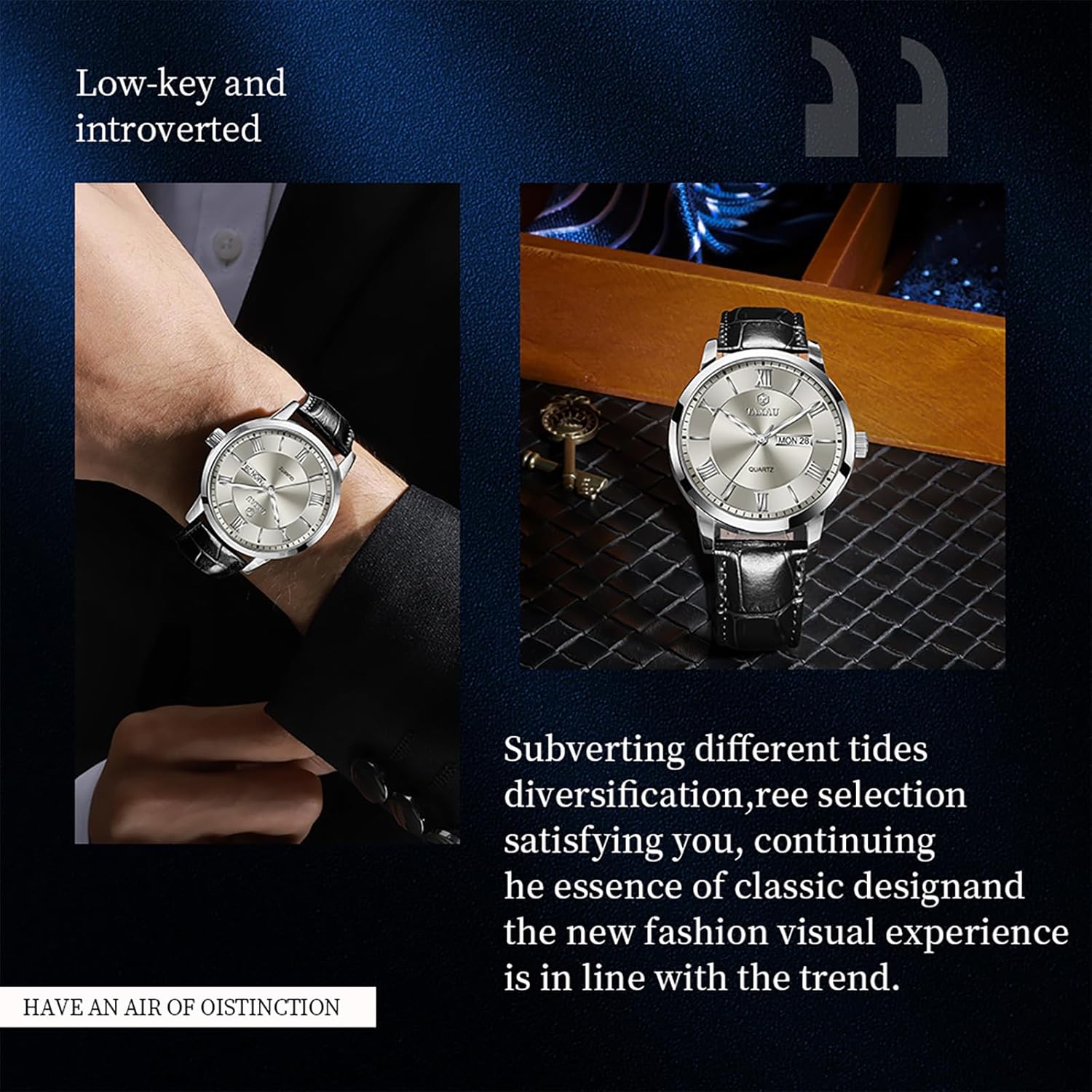 Mens Watches Luxury Dress Waterproof Leather Watch with Date Day Analog Quartz Large Number Wrist Watch Casual Classic Luminous Scales Big Face Easy Read Reloj para Hombre - Image 7