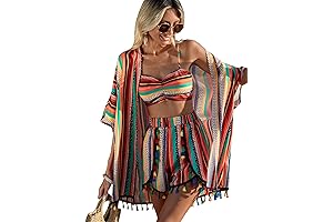 Mexican Outfit for Women: Bohemian Oasis Kimono, Cami and Shorts Set