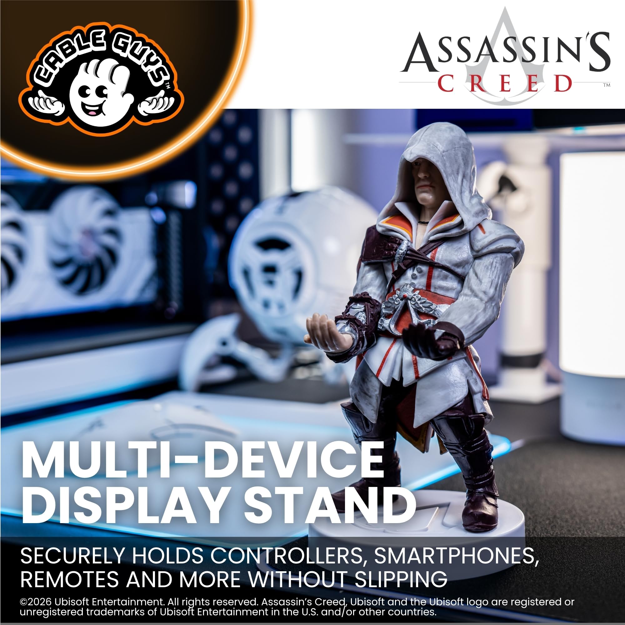 Cableguys Assassins Creed Ezio Support Manette et Porte Telephone - Gaming Accessoire et Figurine pour Bureau et Gamer Setup, Compatible avec Xbox, PlayStation et la Plupart des Manettes