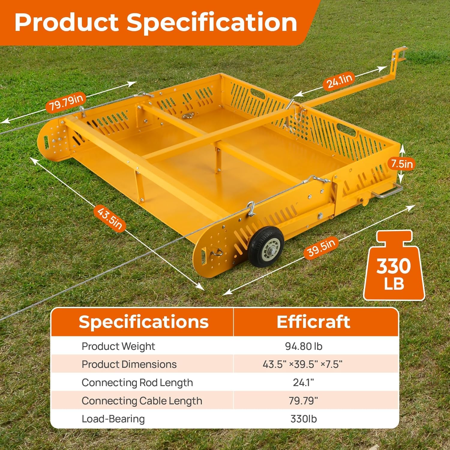POPMOON 2-in-1 Horse Paddock Cleaner, Manure Fork & Tow Behind Trailer, Upgrades from Manure Scoop, Yard Sweeper for Horse Manure - Heavy Duty Drag Manure Collector for Paddock, Pasture