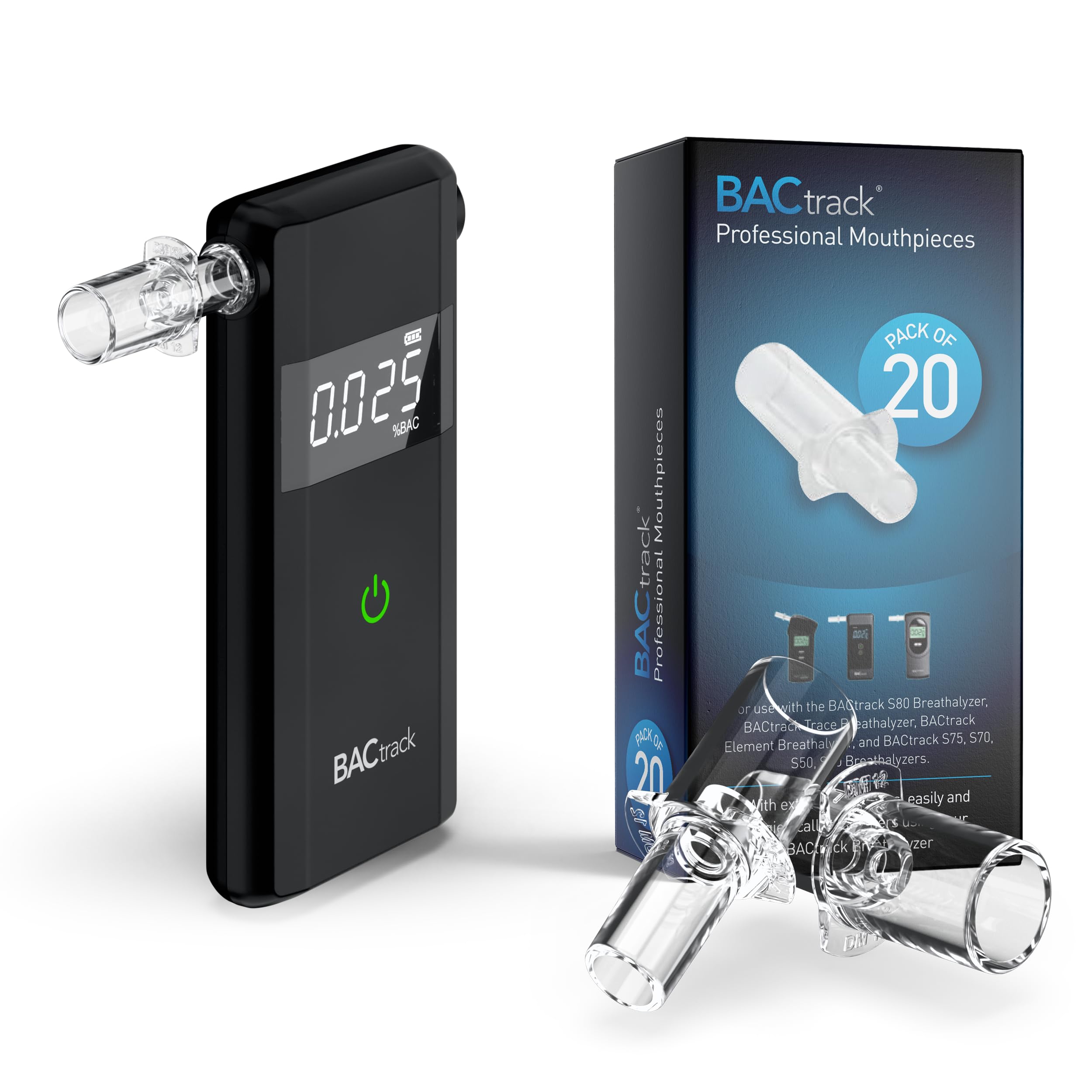 BACtrackScout Breathalyzer and 20 Breathalyzer Mouthpieces Bundle