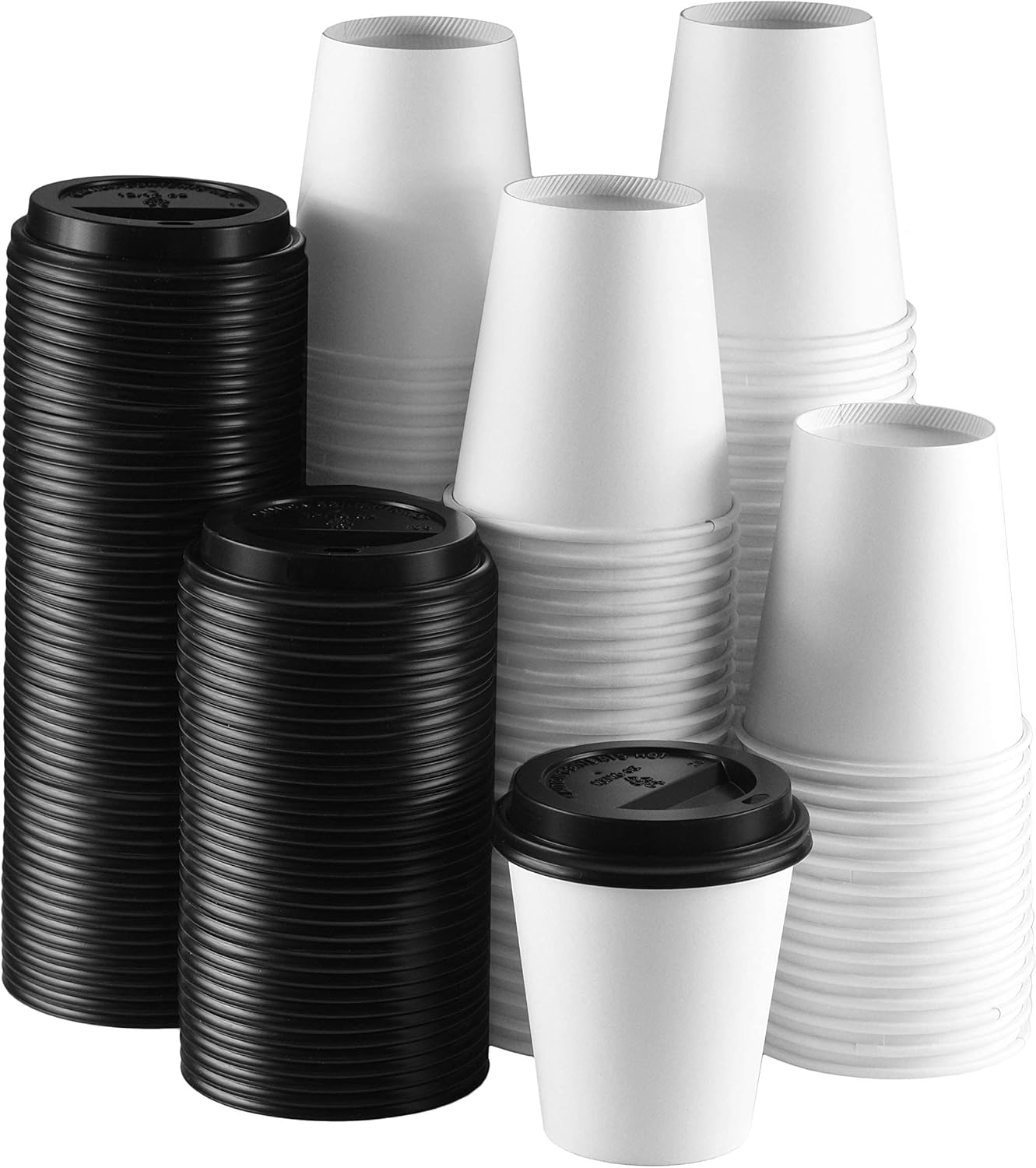 NYHI 10 oz. 200 pack White Paper Disposable Cups With Black
