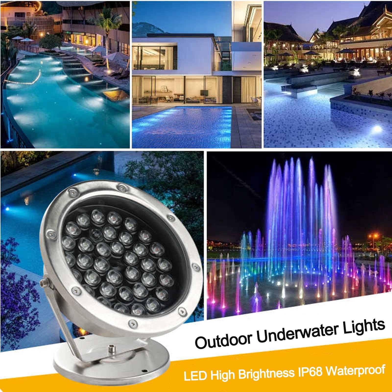 Lampa podwodna LED do basenu – oświetlenie zanurzalne, zewnętrzne wpuszczane punktowe, obrotowe ogrodowe 12 V, wodoodporna lampa RGB ze stali nierdzewnej IP68 do oczka wodnego(Red,9W)