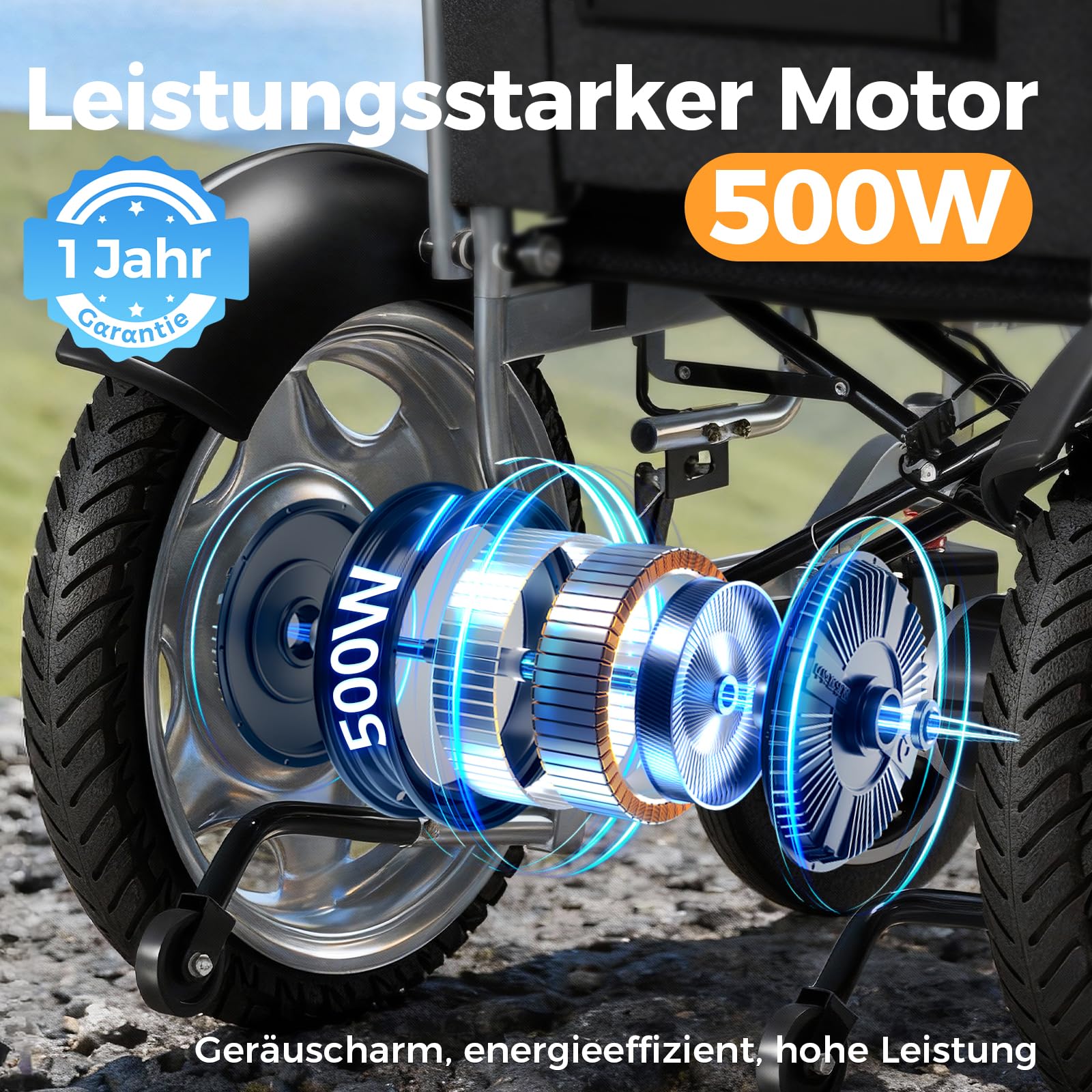 DAIHAIY Faltbar Elektrischer Rollstuhl Klappbar, breit sitz 50 cm