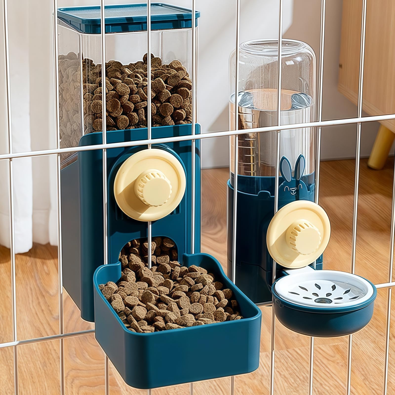 Cage suspendu avec fontaine pour animaux de compagnie : Fontaine suspendue pour cochons d'Inde, distributeur automatique de nourriture pour chats, lapins, chiens et cochons d'Inde