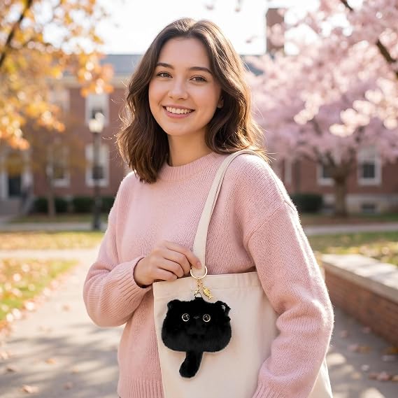 Cat Plush Coin Purse Keychain Ladies Cute Animal Kawaii Car Keychain Plush Ornament Birthday Gift