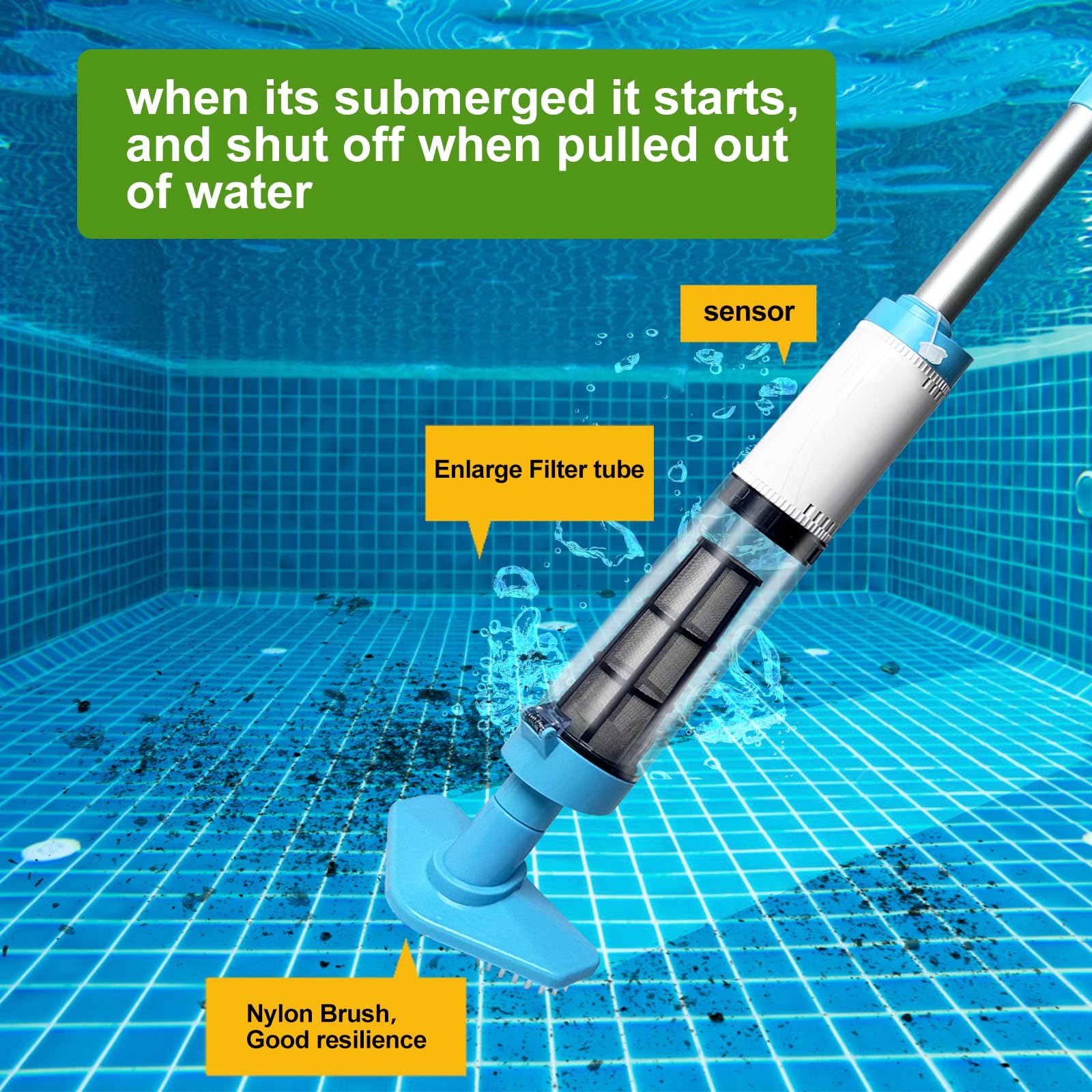 4 in 1 Cordless Rechargeable Small Pool Vacuum spa hot tub 90 Mins Running Time, 12 Gallons/Min Powerful Suction — view 5
