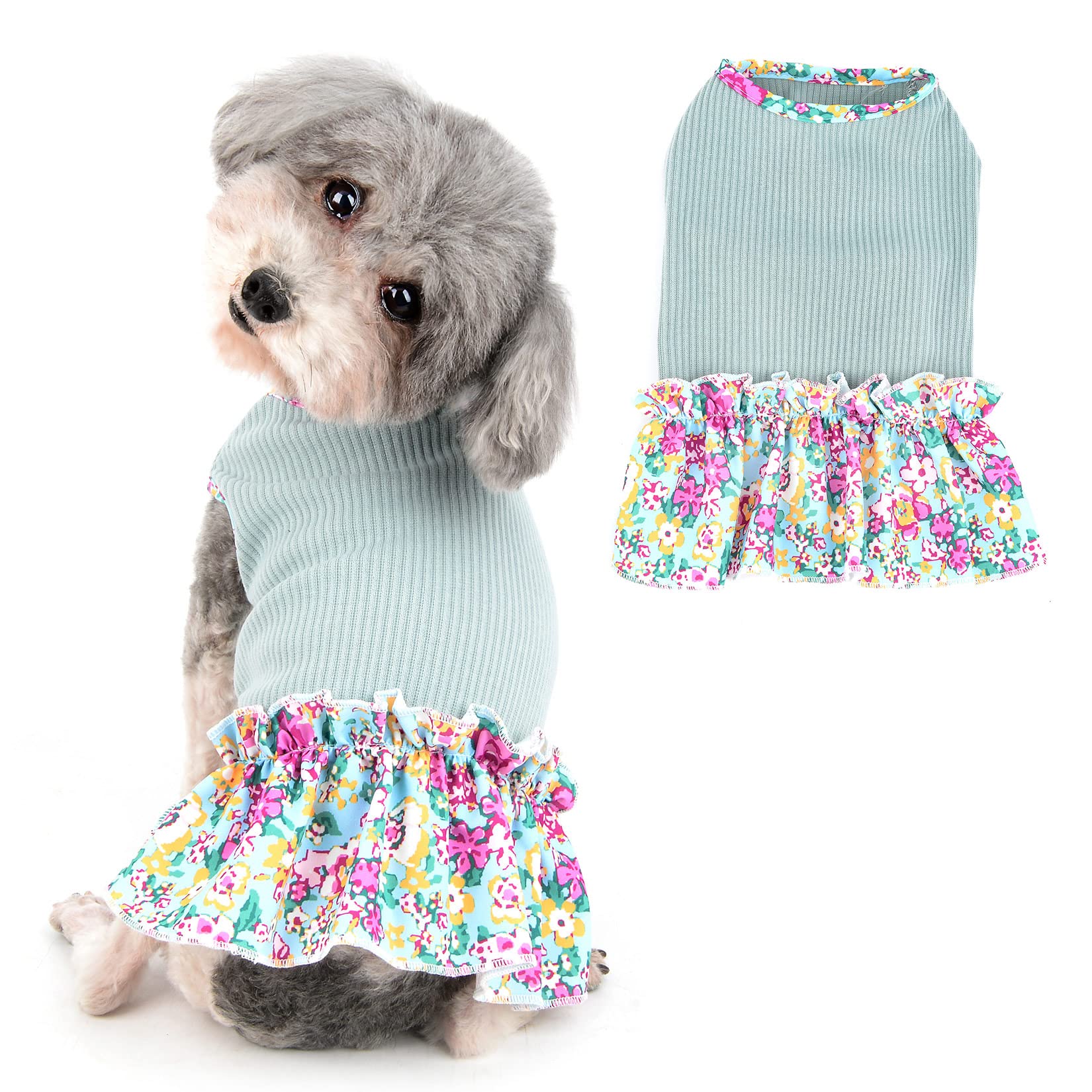 ペット用品 ワンピース 犬・猫服 ドレス 花柄 紫色 ホワイト XSサイズ Amazon | RANPHY 犬服 春夏 女の子ワンピース 小型犬 お姫様