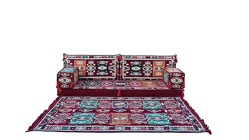 arabicsofa Traditional Loveseat Maroon Arabic Jalsa Seating – Handmade Low