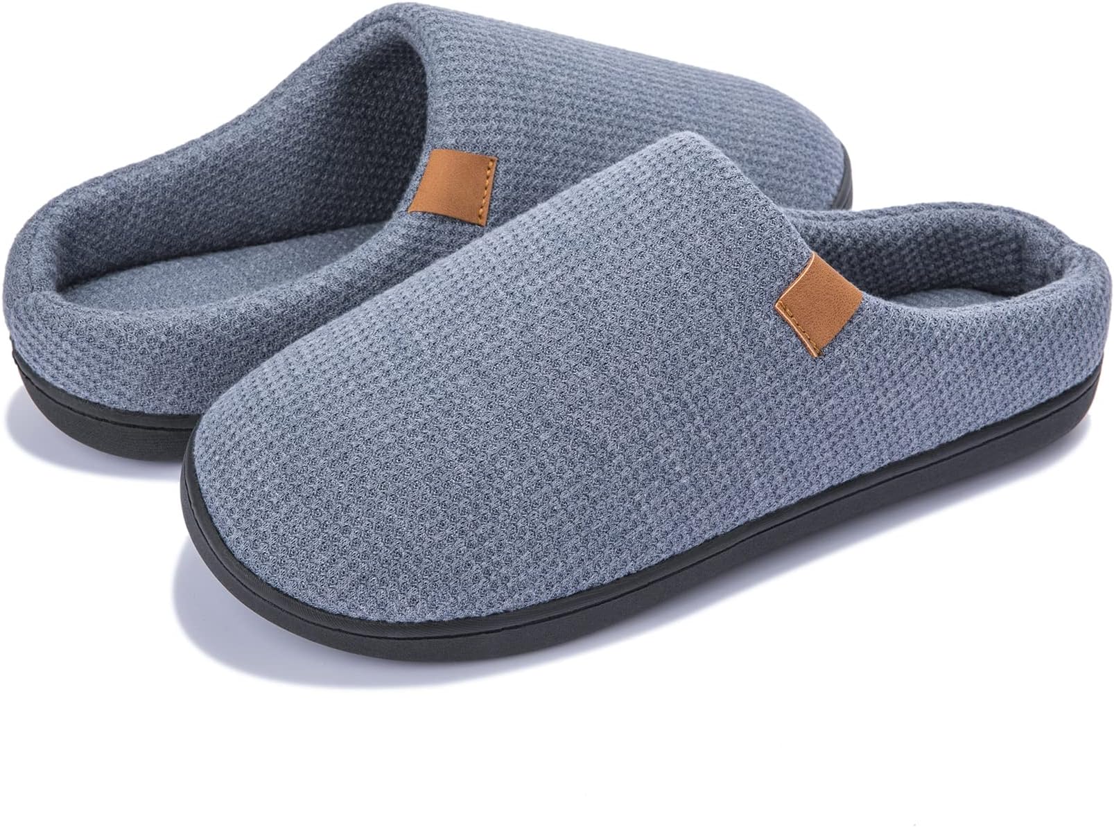 NeedBoWomen Mens Slippers Waffle with Knit Cotton Lining Non-Slip and Lightweight Slippers for Indoor