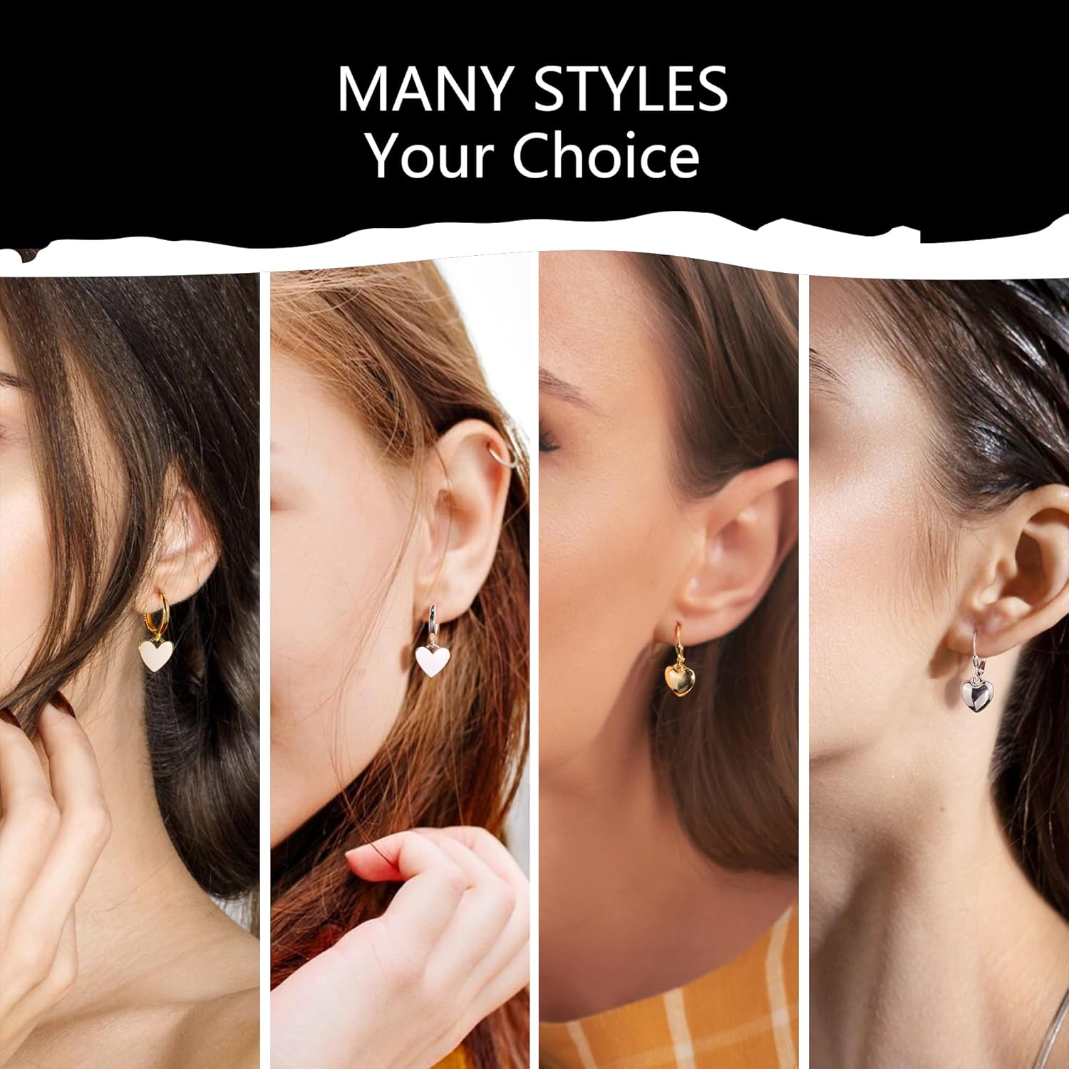 925 Sterling Silver Heart Dangle Earrings for Women Silver Dangle Leverback Earrings Hypoallergenic Love Heart Dangle Drop Earrings for Jewelry Gifts - Image 5