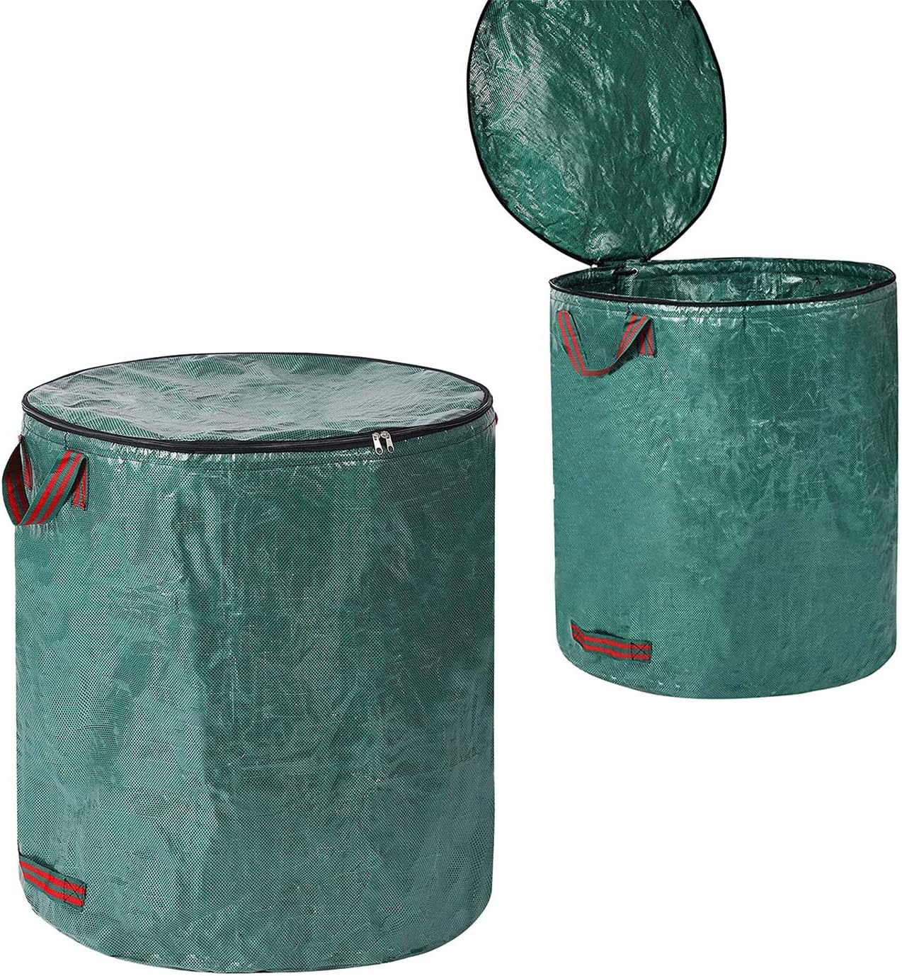 2x200L Sac à Déchets Verts de Jardin avec Couvercle, Résistant, Indéchirable, Réutilisable, avec Poignées - Idéal pour Feuilles, Pelouse Coupée, Végétaux