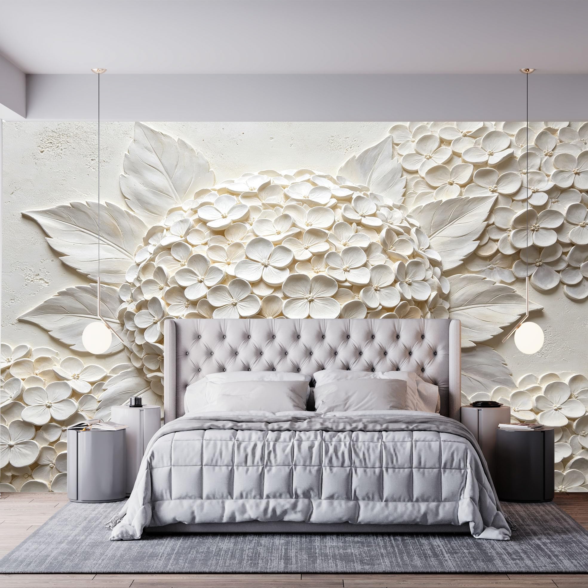 3D płaskorzeźba kwiaty fototapeta warstwowa kwiat kwiaty włóknina tapeta nowoczesna luksusowa rzeźbiarska kwiatowa fototapeta 200 x 140 cm kremowa biel dekoracja ścienna do salonu sypialni cecha