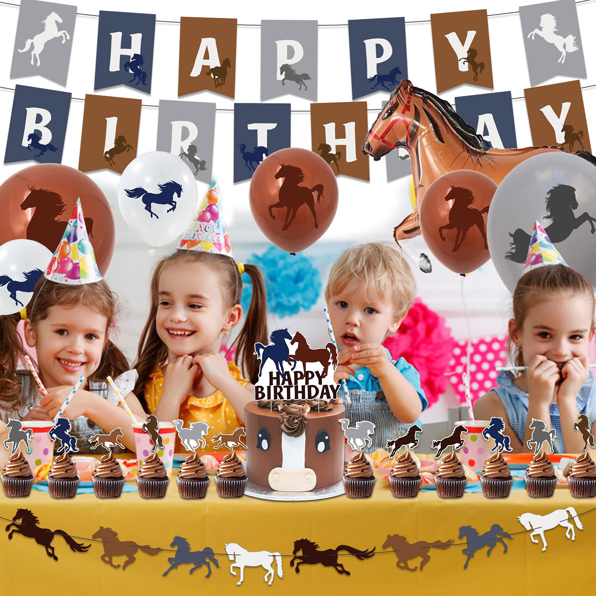 Horse Birthday Party Decorations With Horse Felt Garland Happy Birthday