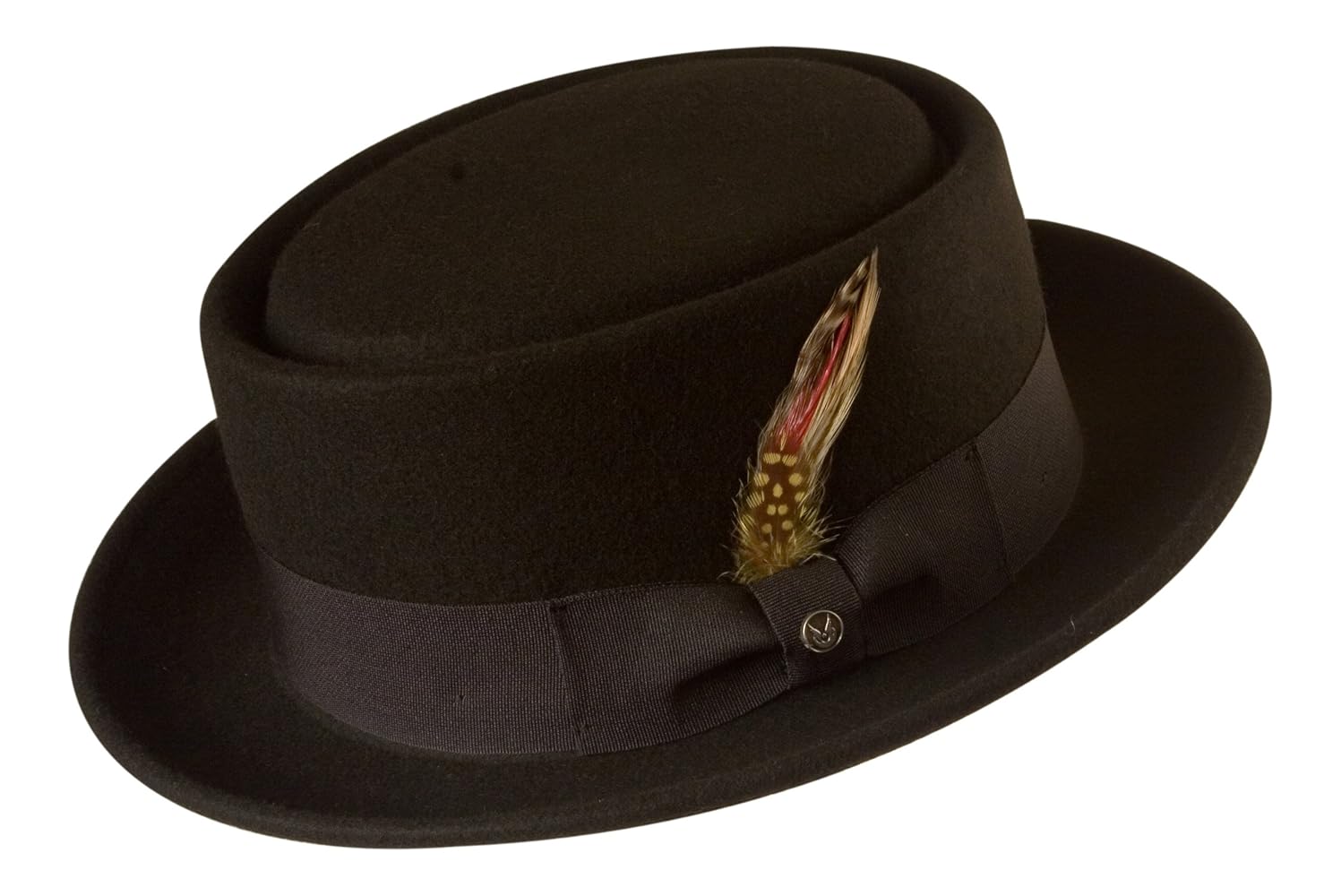 Black Wide Brim Pork Pie Hat 100% Wool Felt (55cm) at Amazon