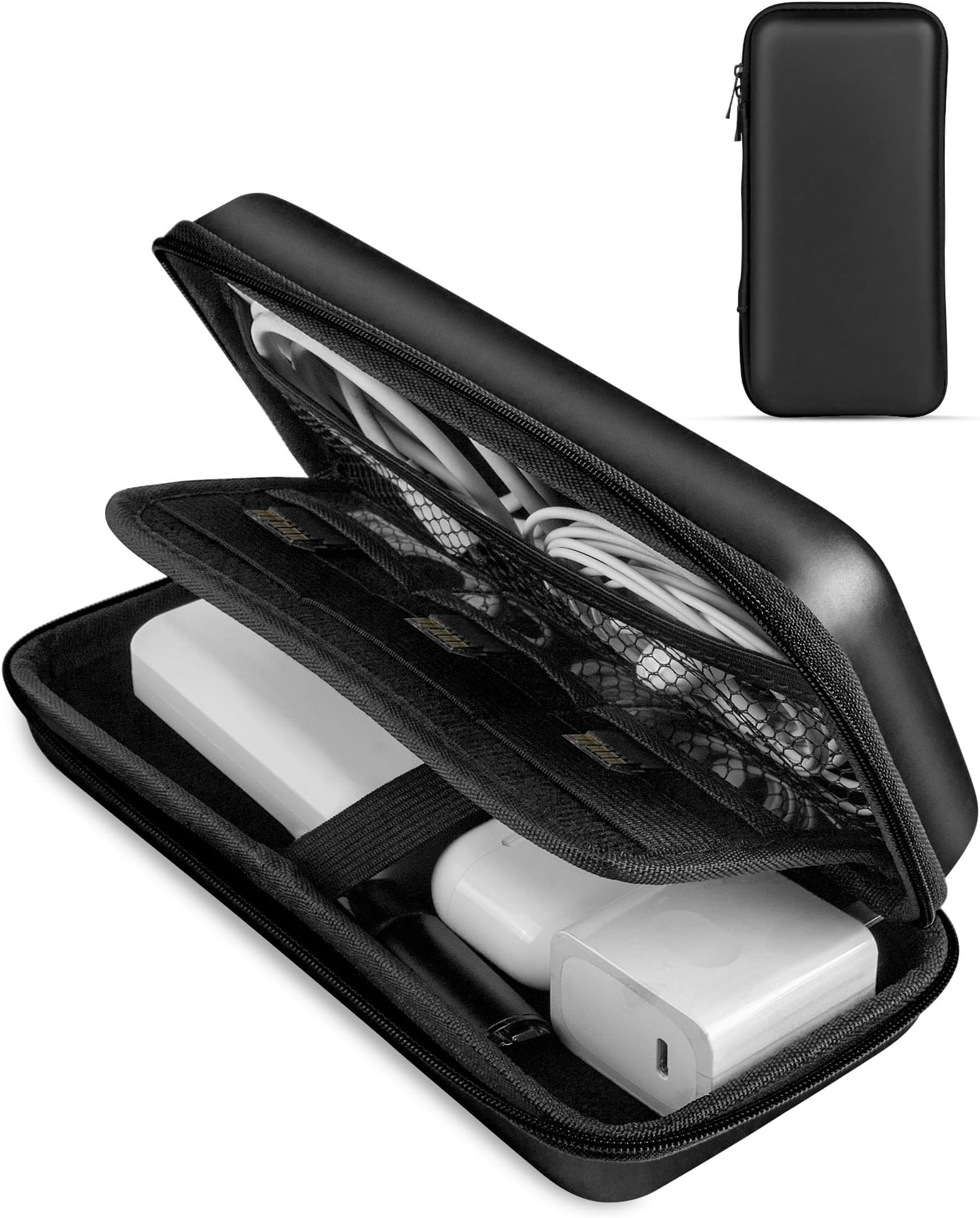Larger Power Bank Case, Dual Layer Portable EVA Storage Pouch Shockproof Carrying Case Travel Essential Electronics Accessories Organizer Bag Travel Organizer Pouch Bag Hard Drive Case, Black