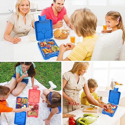Miniatura 7 de Lonchera Bento a prueba de fugas con bandeja extraíble de Tritan para niños, recipientes de comida con 4 compartimentos, sin BPA, apto para