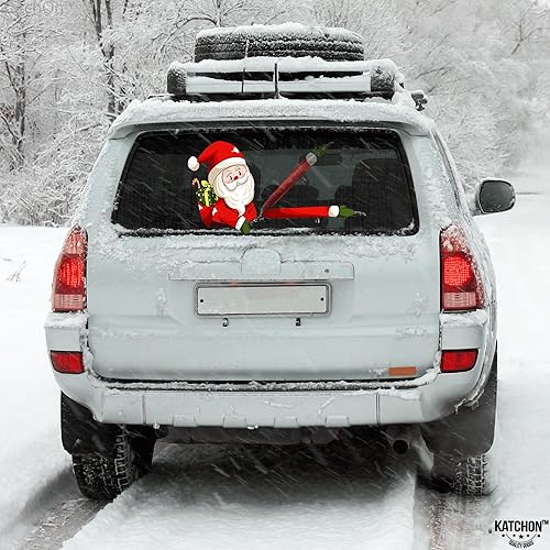 Miniatura 6 de KatchOn, Adhesivo navideño para limpiaparabrisas de automóvil, 8 x 9 pulgadas, adhesivo de Papá Noel con brazo agitado para parabrisas de ventana