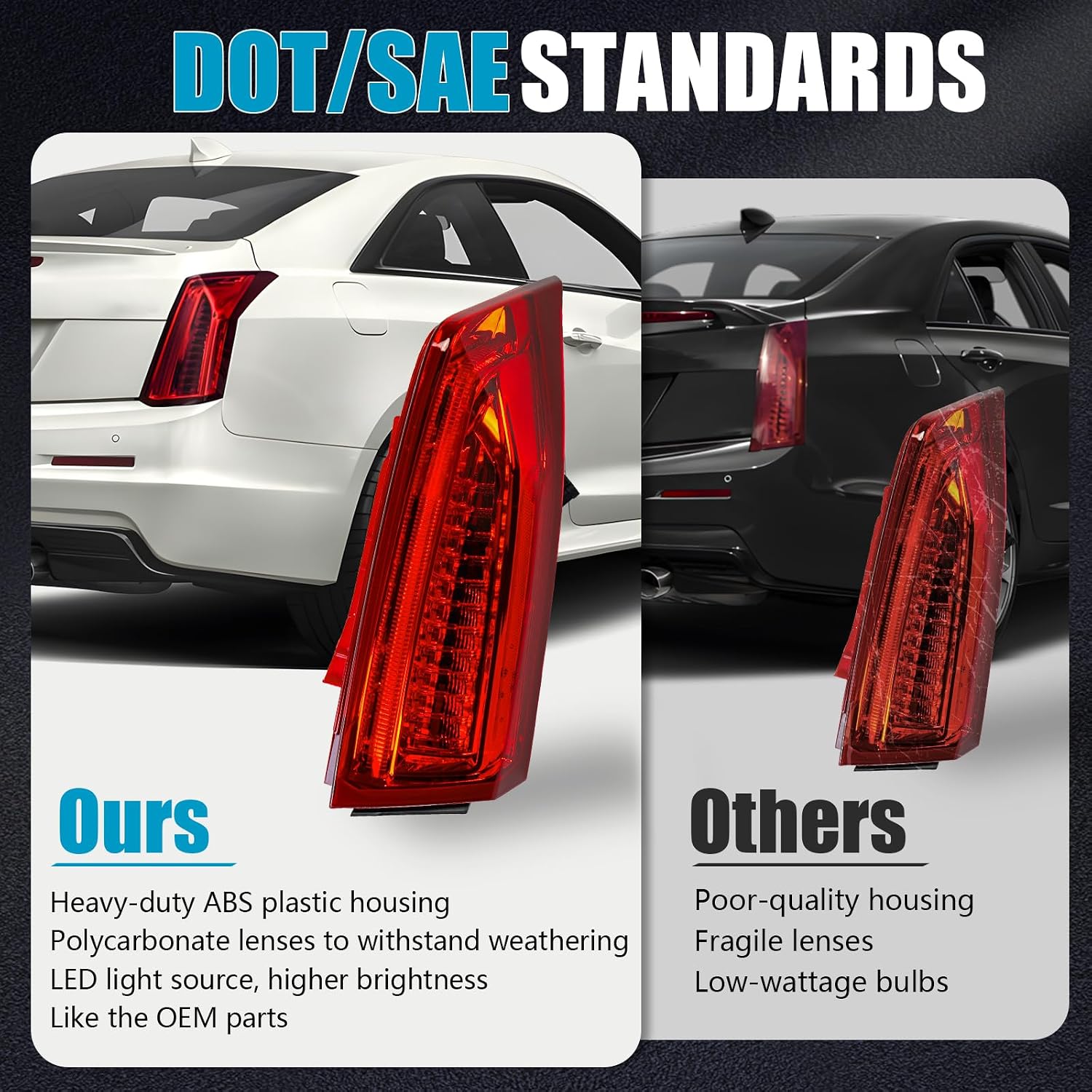 Tail Light Assembly for Cadillac ATS 2013-2018, Full LED Rear Brake Turn Signal Tail Lamp Taillight Assembly for CADILLAC ATS 2013 2014 2015 2016 2017 2018 Right (Passenger Side), 84081570 GM2801260C