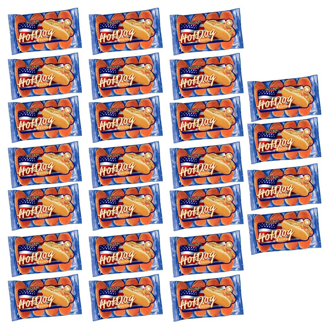 100x Hot Dog Brötchen – 25x Beutel à 250 g (4 Stück) – Weiche Buns für Hot Dogs, Grill & Snack – Perfekt für Partys, Foodtrucks & Events