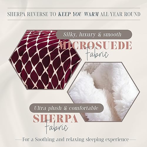 Miniatura 5 de Elegant Comfort Colección Luna Ogee de 3 piezas, edredón sherpa reversible, tela suave, transpirable y acogedora, microgamuza, edredón Sherpa con