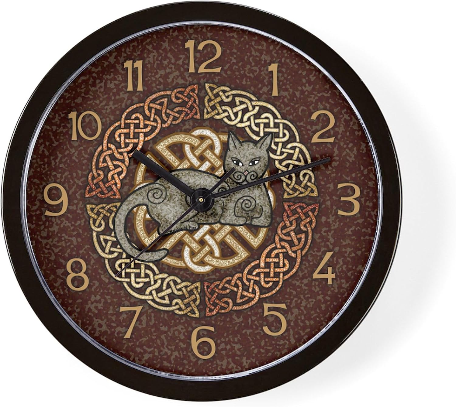 CafePress Celtic Cat 10" Wall Clock for Livingroom, Kitchen, or Office