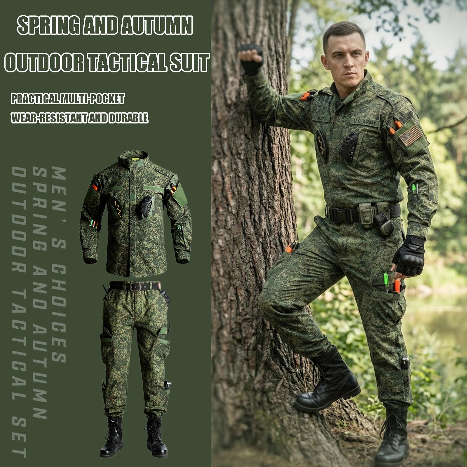 Ensemble D'entraînement Tactique Camouflage Russe, Uniforme Militaire Camouflage, Pantalon de Chasse BDU, Ensemble Airsoft/paintball
