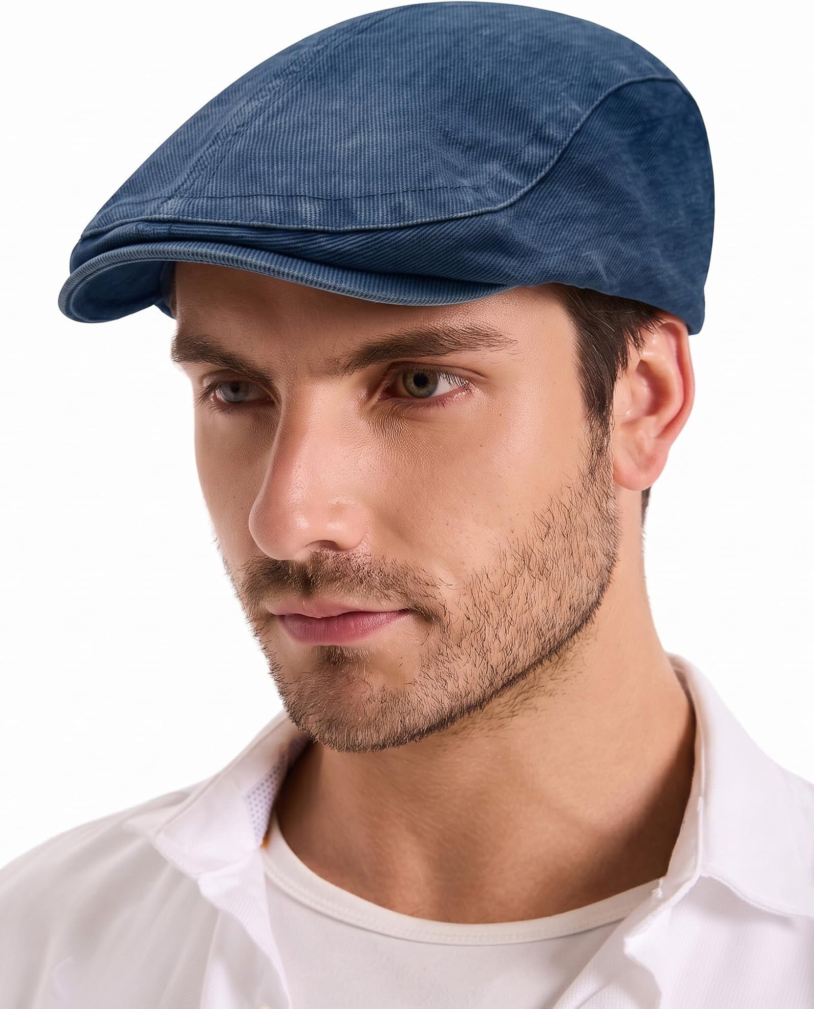 ZLYC Men Cotton Flat Cap Summer Scally Newsboy Beret Driver Hat