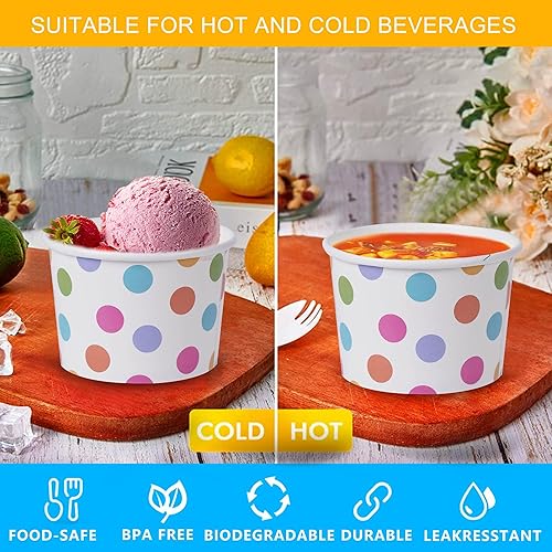 Miniatura 3 de Juego de 400 tazas de helado de 6.5 oz  8.8 fl oz 200 cuencos desechables para helado con 200 cucharas, tazones de aperitivos, tazones de papel para