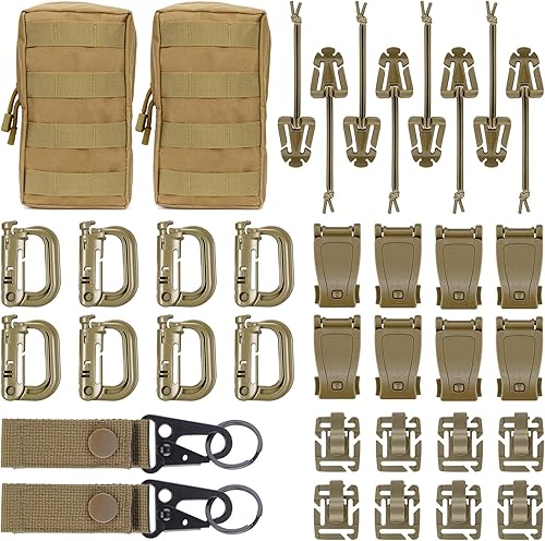BOOSTEADY Kit de 30 accesorios para Molle Bag Tactical Mochila Chaleco Cinturón, Grimloc Bloqueo de engranajes, Web Dominator cuerdas elásticas, disponible en Yaxa El Salvador