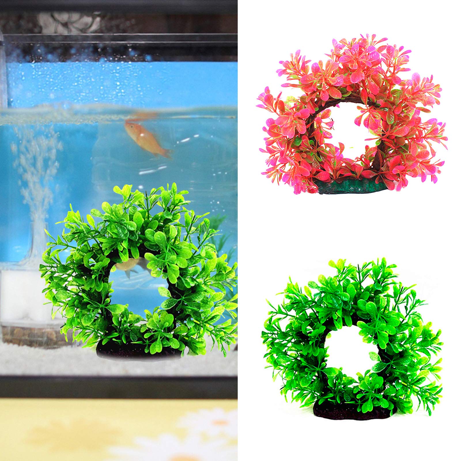 Artificial Aquatic Plants Arch Shape Aquarium Water Plant Decoration Ornament Fish Tank Simulation Plant Landscape Decor for Fish Shrimp Crab Play Hide BIANCO 30