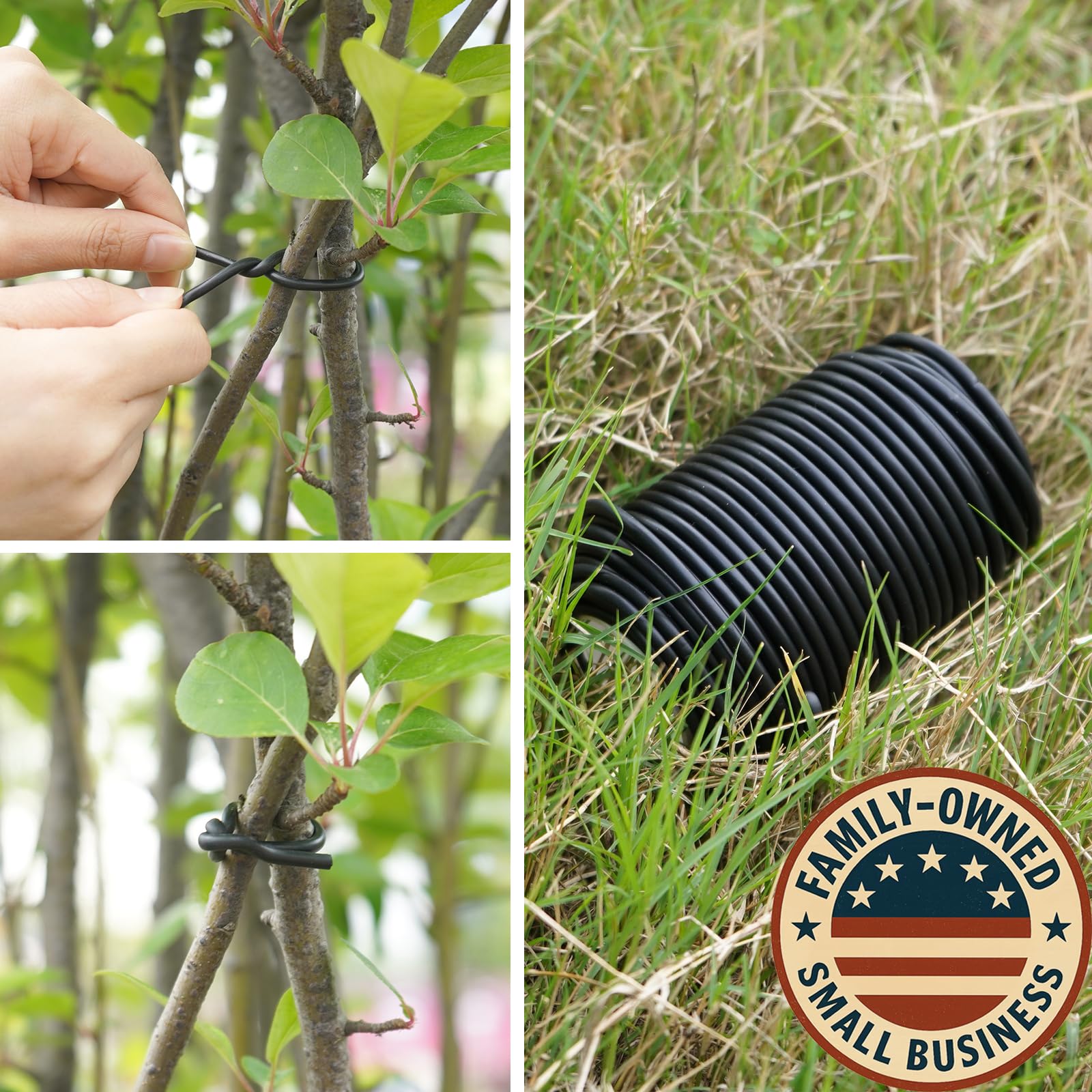 Decoroca Lot de 2 attaches flexibles pour plantes de jardin - 200 cm x 2 - Support noir pour soutenir et fixer des branches de plantation de jardin, des vignes et des tiges et organiser le fil de