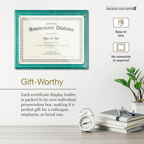 Miniatura 5 de Soporte para marco de certificado de 8.5 x 11 pulgadas, pantalla de placa de pared deslizante, tablero de 10.5 x 13 pulgadas, verde