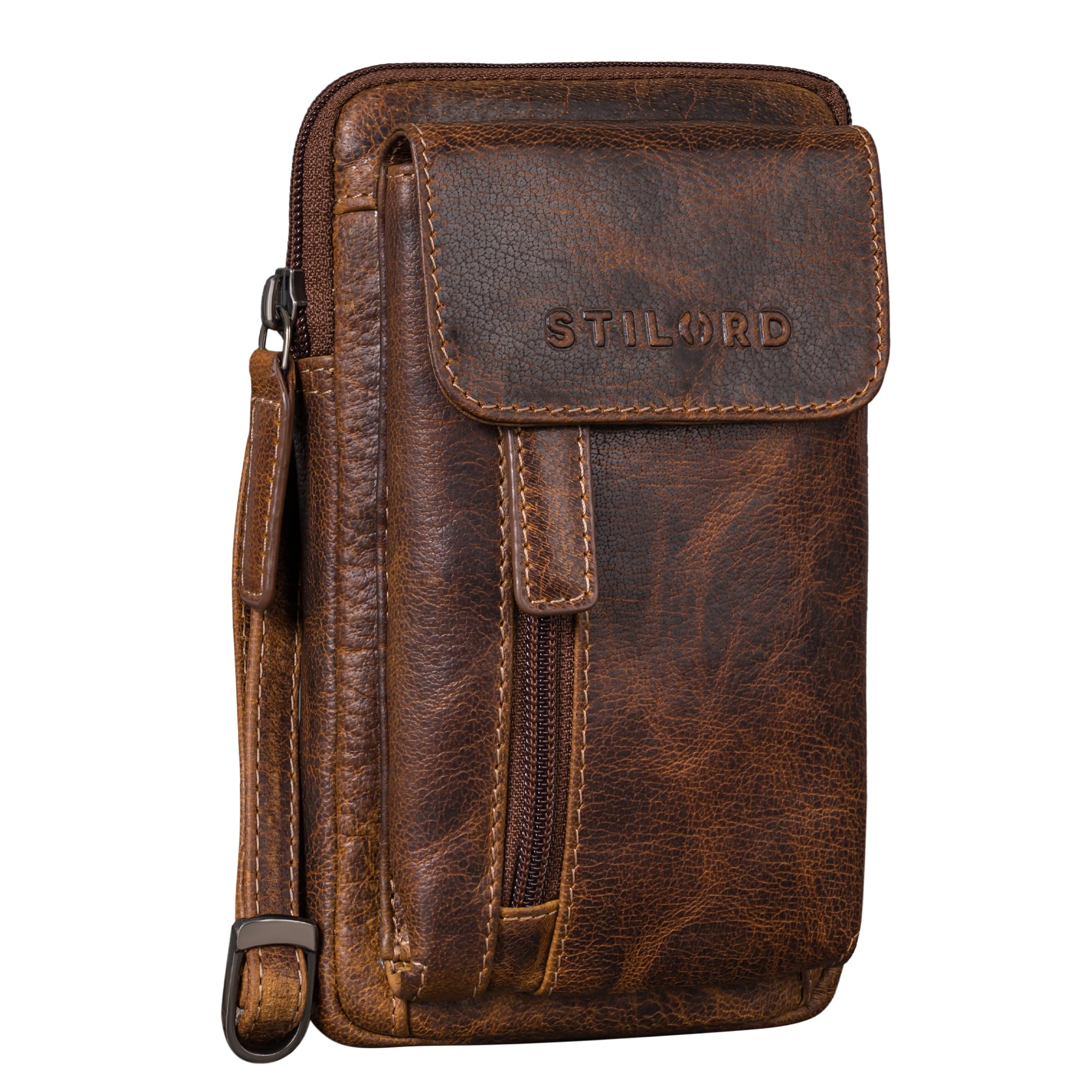 STILORD 'Elina' Élégant Sac Bandoulière Cuir Femme Vintage Petite Sacoche Pour Sortir Crossbody Bag Sac à Main Femme Cuir Véritable, Couleur:cannes - Marron