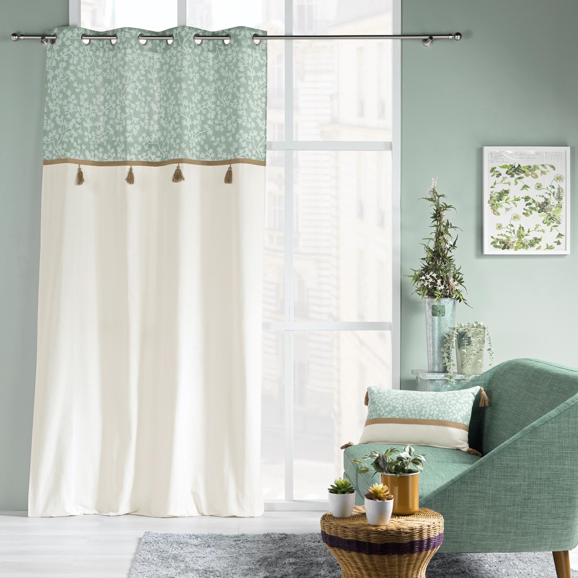 Douceur d'Intérieur, Rideau à Oeillets (140 x 240 cm) Vivoline, Coton/Polyester avec Top