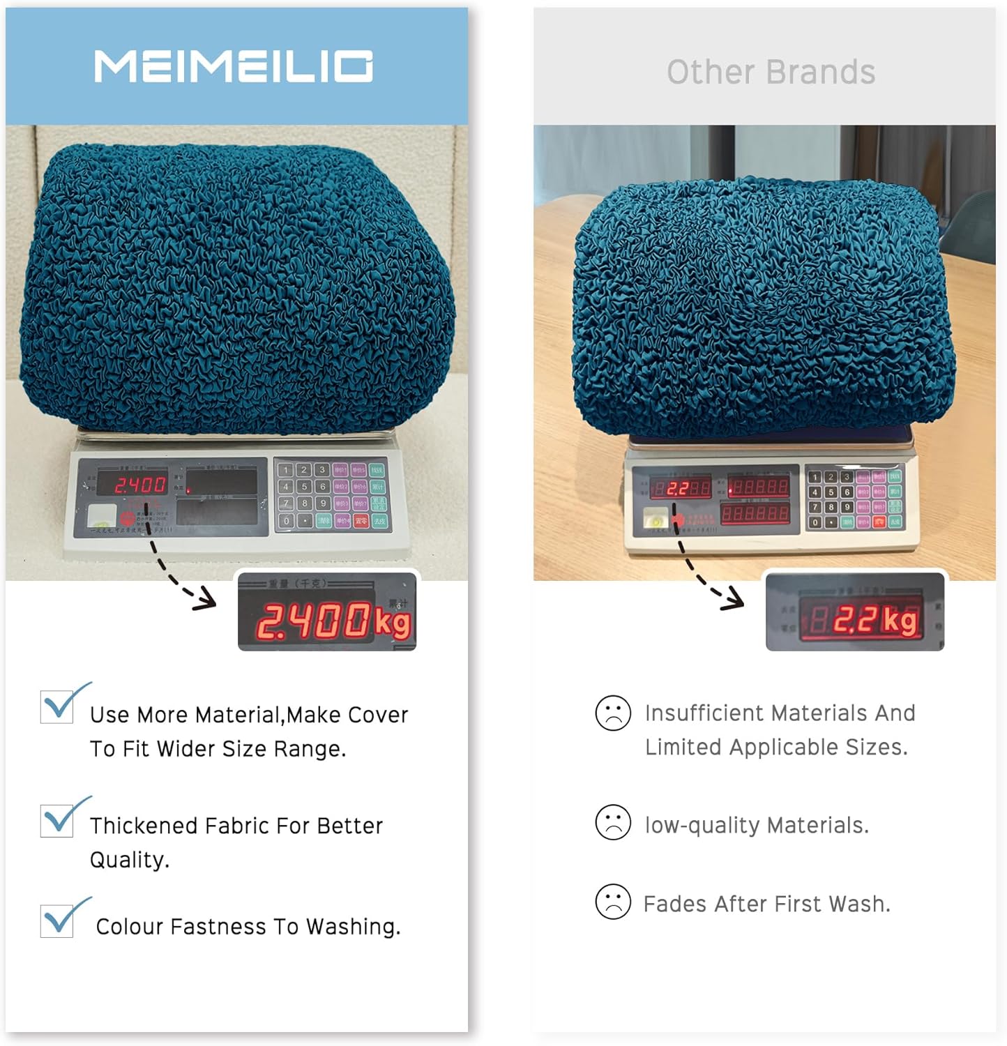 Large Couch Covers for Oversized Sofa- Upgraded Polyester Fabric, Stretch Couch Cover for Dogs Washable Easy Fitted Easy Care Slipcovers (Peacock Blue, X-Large Sofa)