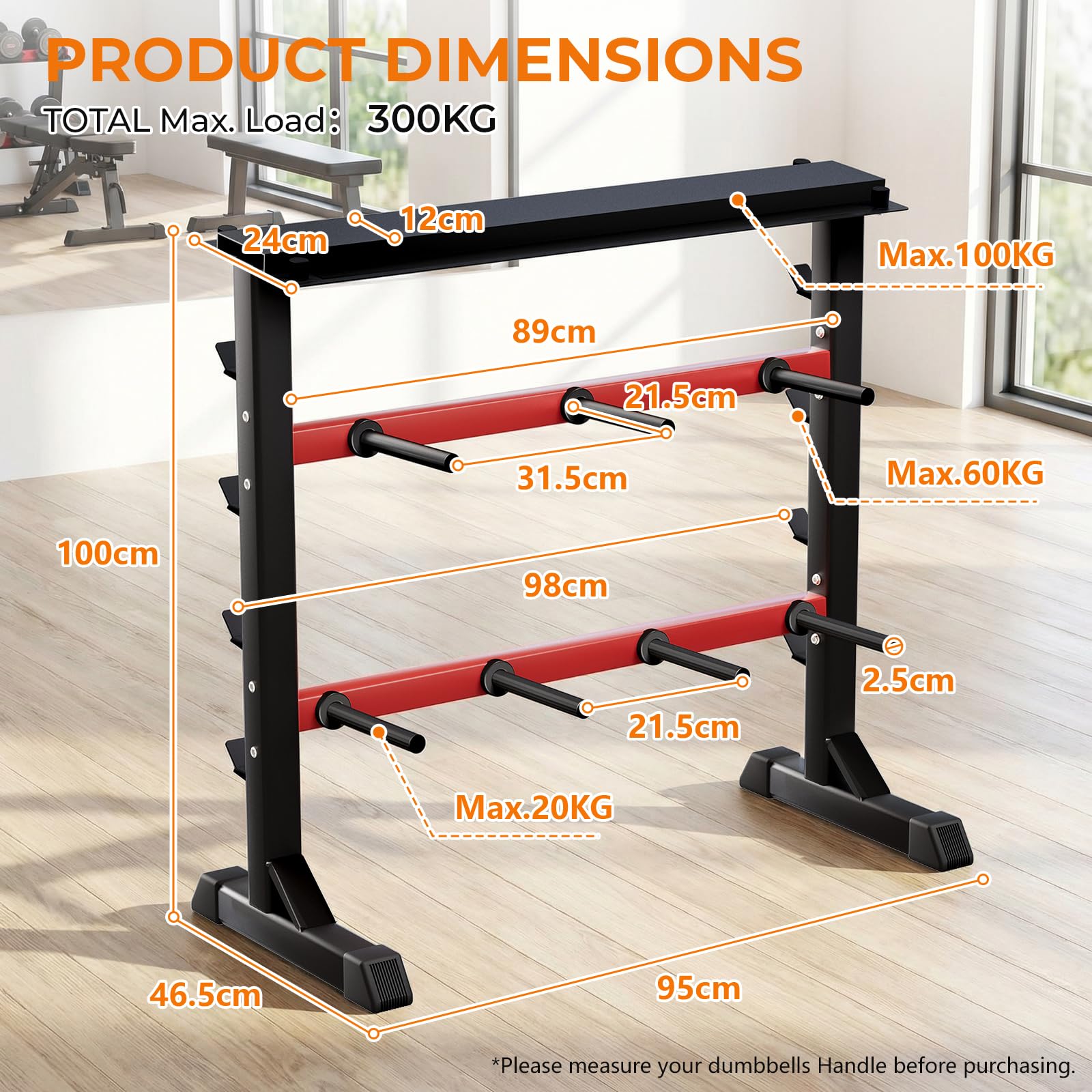 Supporto per manubri pesi per sollevamento pesi per sollevamento pesi fitness Porta Dischi Pesi Manubri per Palestra Casa max. 300 kg