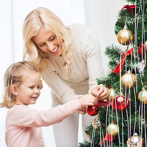 Vista 13 de Chuangdi Decoraciones de carámbanos de oropel brillantes de Navidad, 18 pulgadas, para árbol de Navidad, carámbanos de oropel de aluminio, flecos