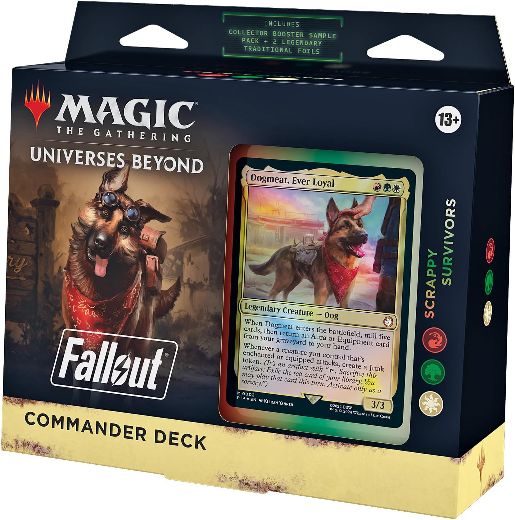 Magic The Gathering Fallout Commander Deck - Scrappy Survivors (100-Card Deck, 2-Card Collector Booster Sample Pack + Accessories)