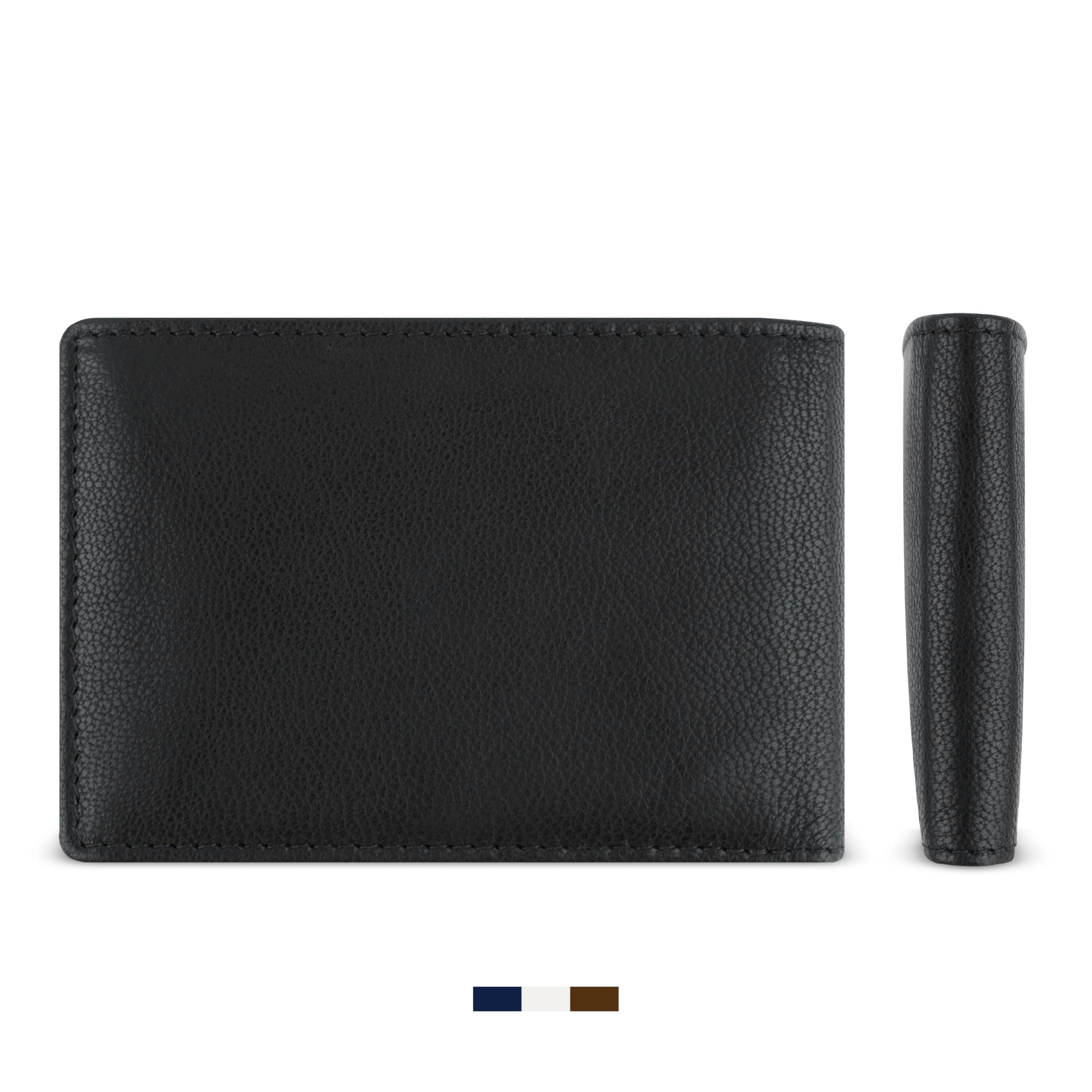 bugatti Black Magic Mini portfel wykonany w całości ze skóry, mały portfel z ochroną RFID, czarny