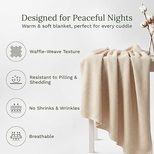 Vista 3 de King Size Waffle Blanket - GOTS Certified, 100% Organic Cotton, Breathable, Premium Quality, Toxic-Free King, All-Natural, Fair Trade & Ethically