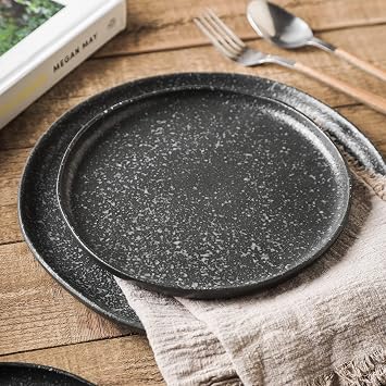 Stone Lain Tom Stoneware Dinner Plate Set of 4, Black and White