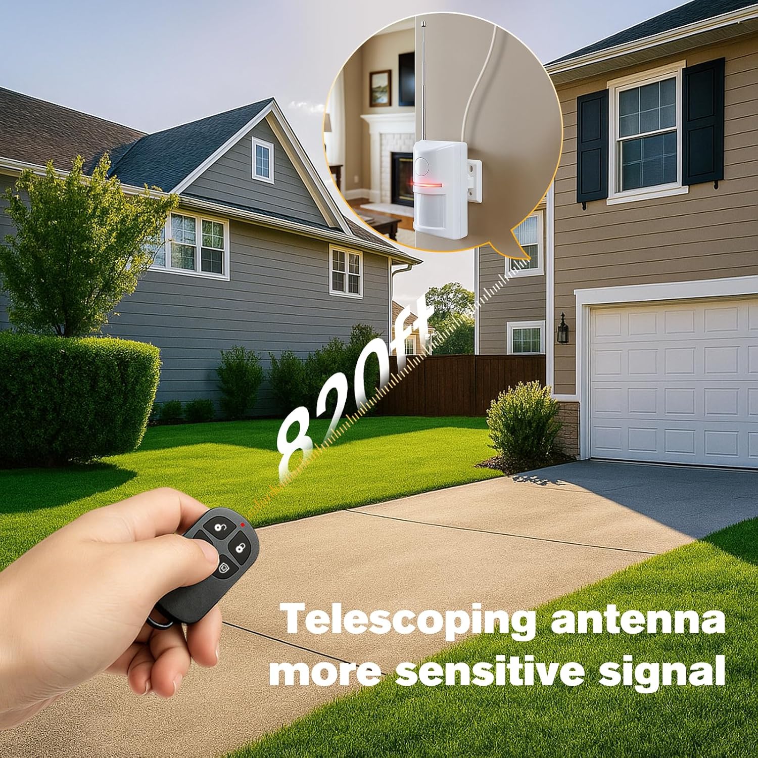 Wireless Motion Sensor Alarm & Doorbell Chime - AC Plug-in Security Alert with Remote - 90dB Infrared Detector for Business, Office & Garage (1 Motion Alarm + 1 Remote)