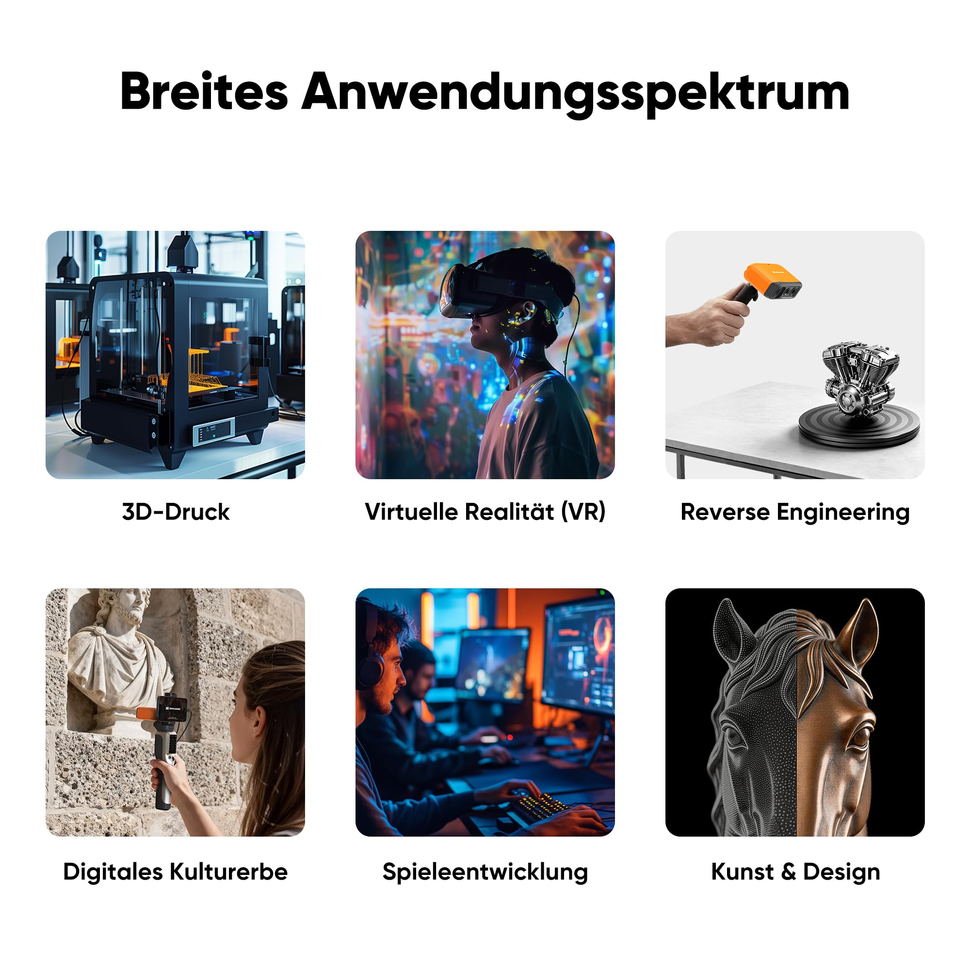 3DMakerpro Fox 3D Scanner für 3D Drucker, Handheld 3D-Scanner mit markerloser KI-Verfolgung, 0,07 mm Präzision, Schnelles Scannen für 3D-Modellierung, Einsteiger-freundlich, inkl. Drehteller