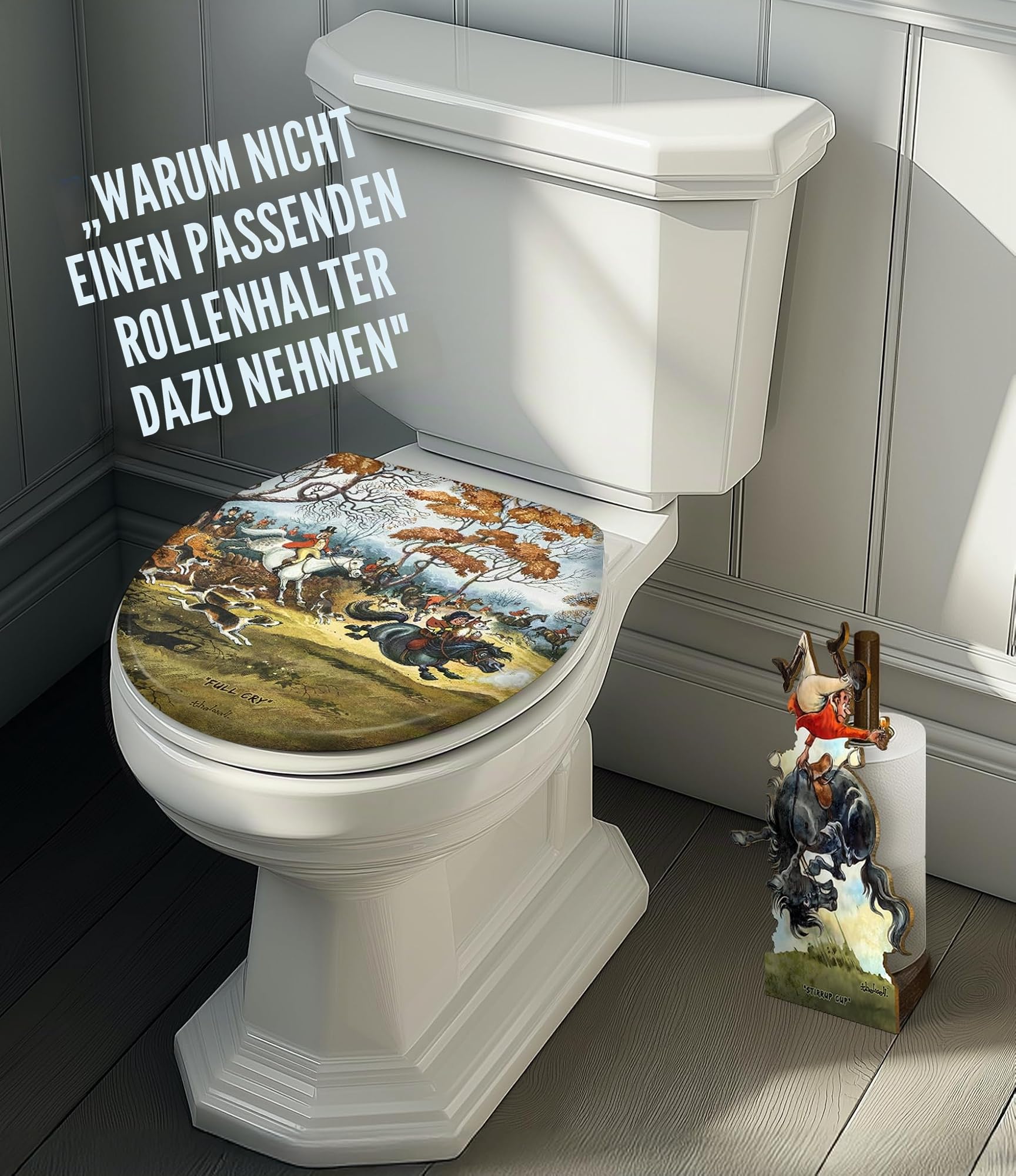 Toilettensitz mit Absenkautomatik, für Zuhause und Badezimmer, Landhaus- und Bauernhaus-Dekoration, Geschenk für Mama und Papa (Full Cry)
