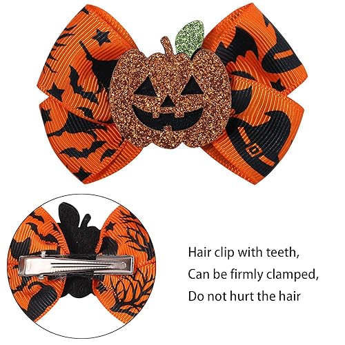 Miniatura 7 de 6 pinzas para el cabello de Halloween, lindas y divertidas, calabaza, calavera, fantasma, araña, arco, horquilla, gato, clip para el cabello,